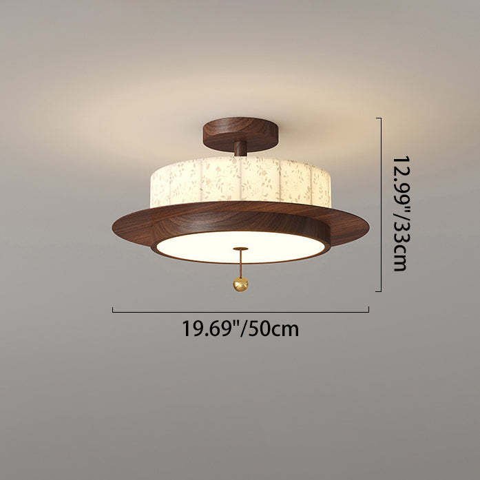 French Iron Floral Cylinder Ceiling Light