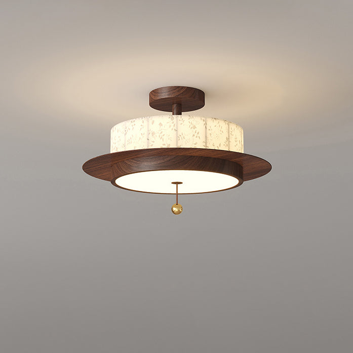 French Iron Floral Cylinder Ceiling Light