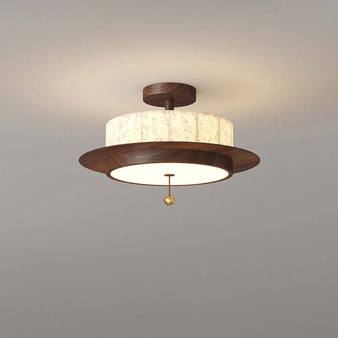 French Iron Floral Cylinder Ceiling Light