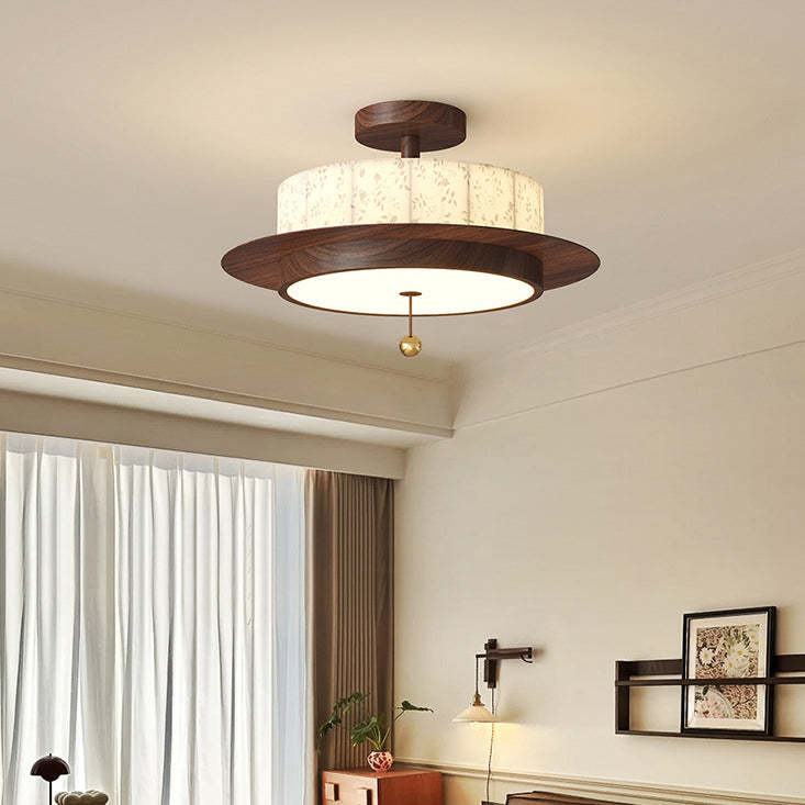 French Iron Floral Cylinder Ceiling Light