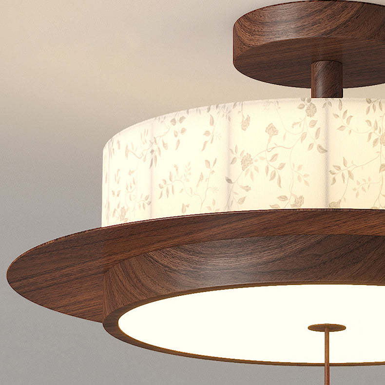French Iron Floral Cylinder Ceiling Light