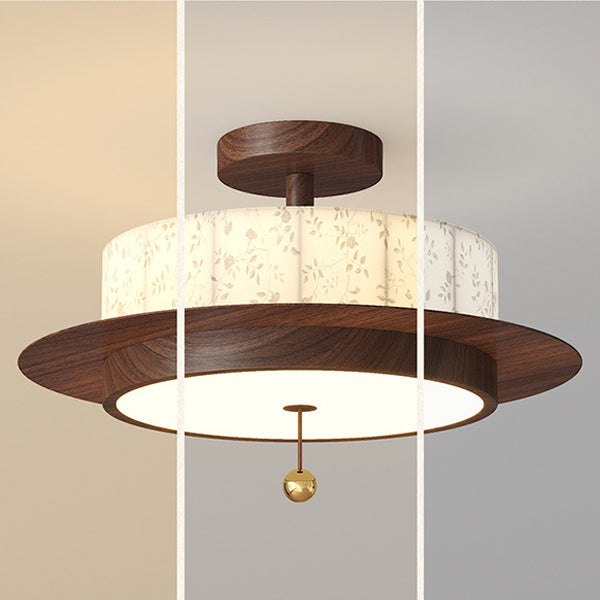 French Iron Floral Cylinder Ceiling Light
