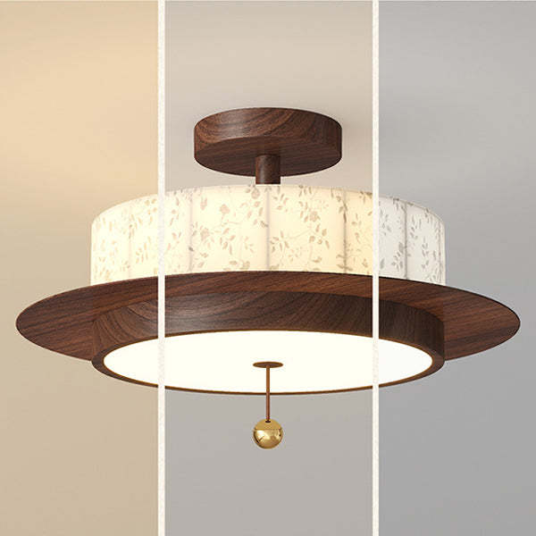 French Iron Floral Cylinder Ceiling Light