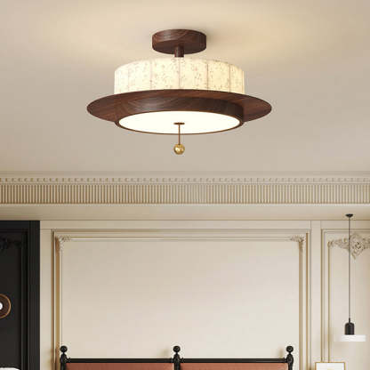 French Iron Floral Cylinder Ceiling Light