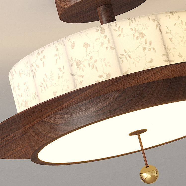 French Iron Floral Cylinder Ceiling Light