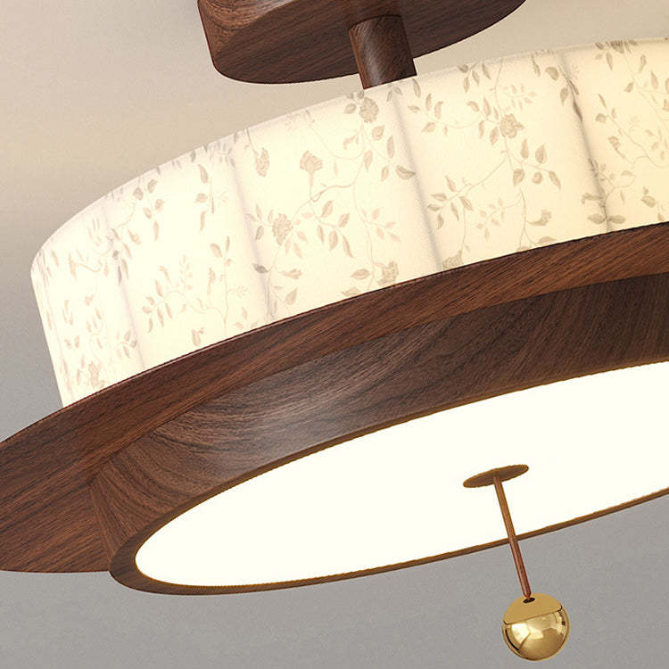 French Iron Floral Cylinder Ceiling Light
