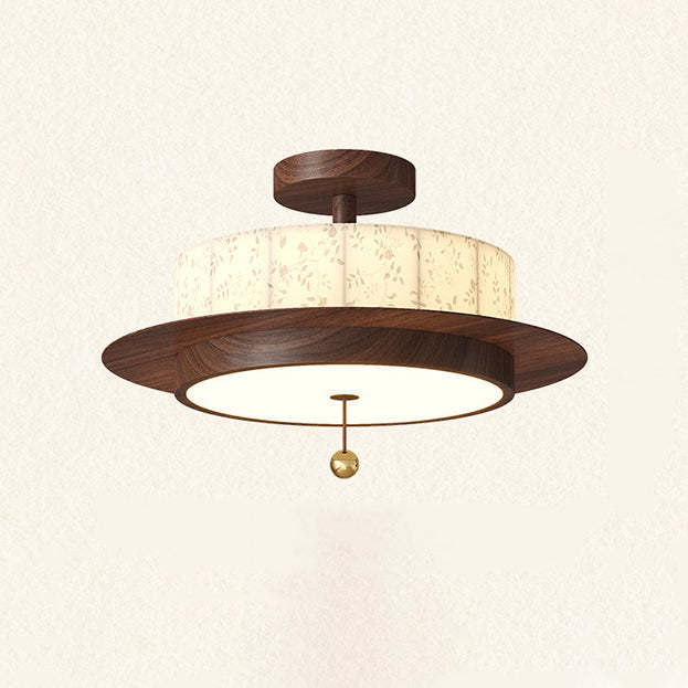 French Iron Floral Cylinder Ceiling Light