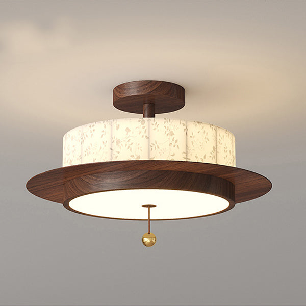 French Iron Floral Cylinder Ceiling Light