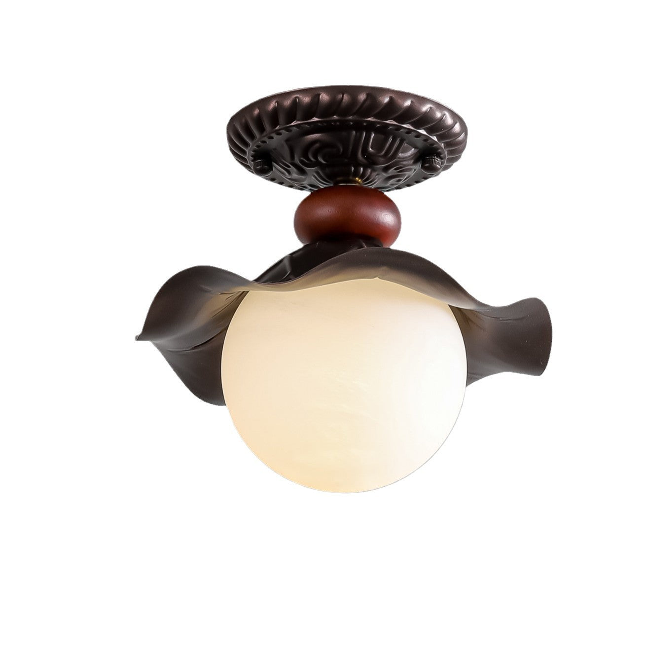 French Iron Corrugated Orb 1-Light Ceiling Light