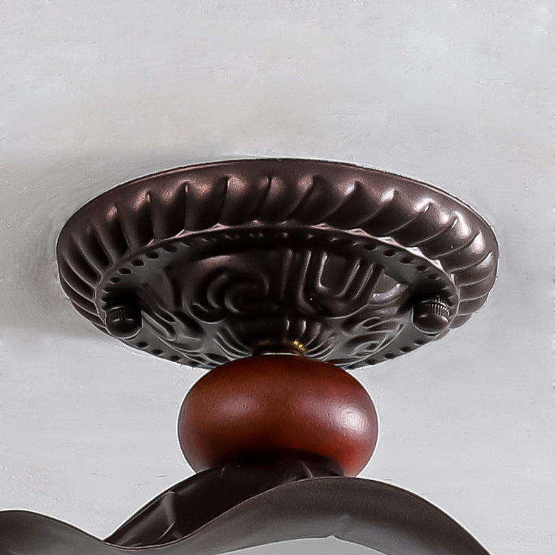 French Iron Corrugated Orb 1-Light Ceiling Light