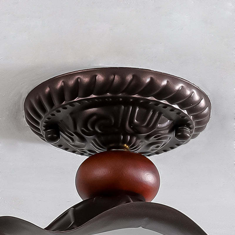 French Iron Corrugated Orb 1-Light Ceiling Light