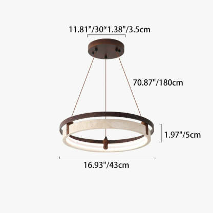 Japanese Yellow Travertine Walnut LED Chandelier — Neutral Light (4000K) / 220V-240V For UK/AU