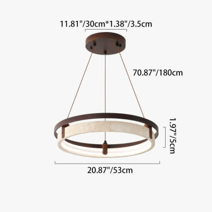 Japanese Yellow Travertine Walnut LED Chandelier — White Light (5000K) / 110V-120V For US/CA