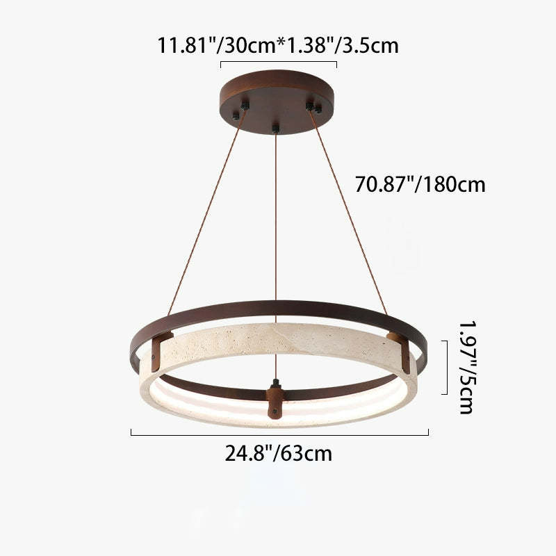Japanese Yellow Travertine Walnut LED Chandelier — White Light (5000K) / 220V-240V For UK/AU