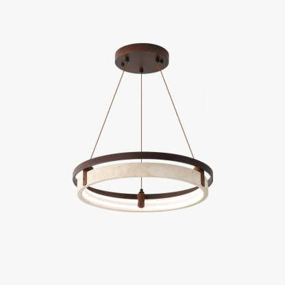Japanese Yellow Travertine Walnut LED Chandelier — Warm Light(3000K) / 220V-240V For UK/AU