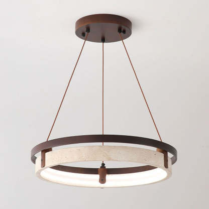 Japanese Yellow Travertine Walnut LED Chandelier — Infinitely Dimmable / 220V-240V For UK/AU