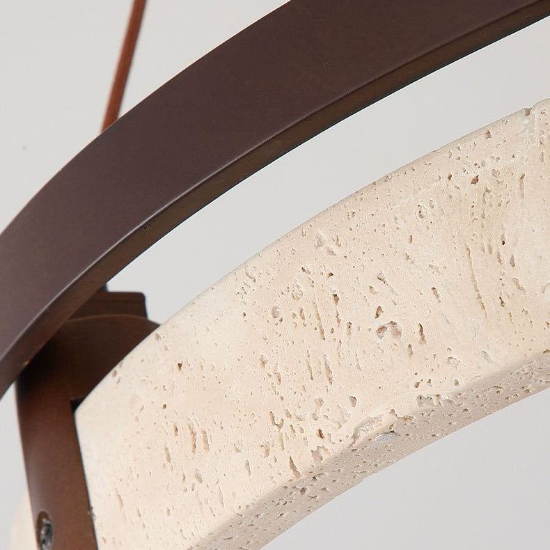 Japanese Yellow Travertine Walnut LED Chandelier — Infinitely Dimmable / 220V-240V For UK/AU