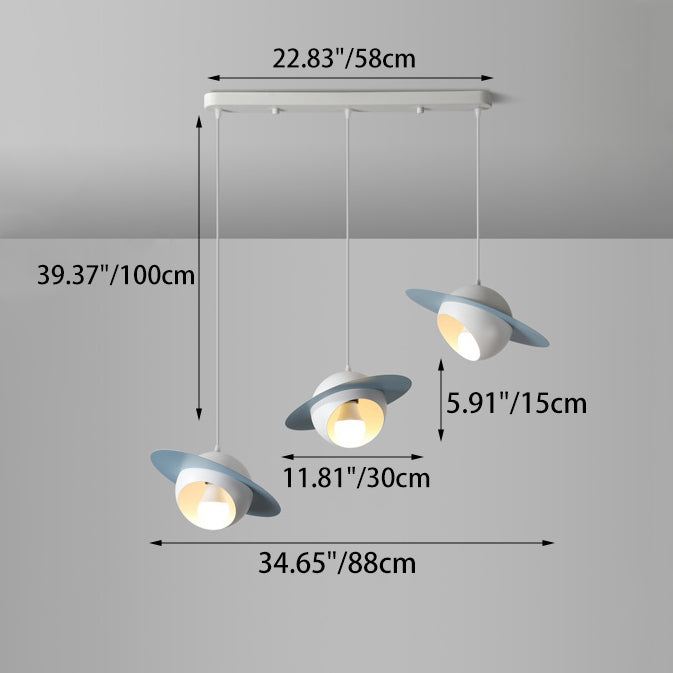 Nordic UFO Iron Aluminum Chandelier — White + Blue / 220V-240V For UK/AU