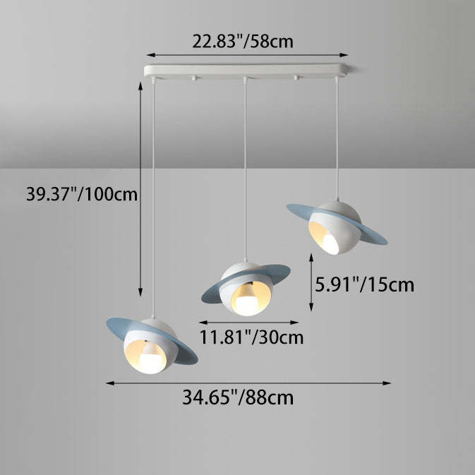 Nordic UFO Iron Aluminum Chandelier — White + Blue / 220V-240V For UK/AU