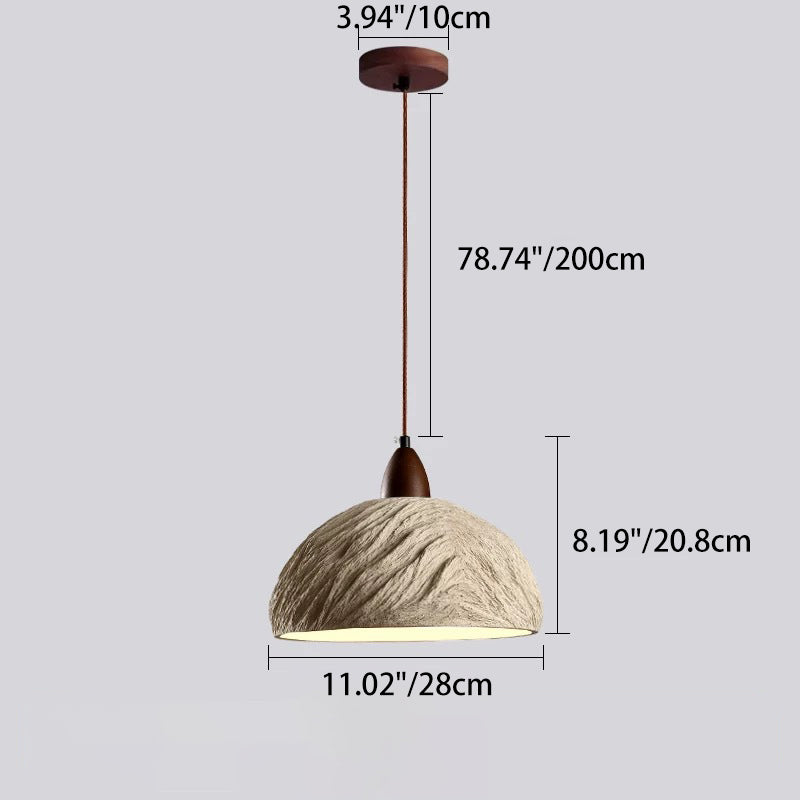 Japanese Semicircle Cement Wood Chandelier
