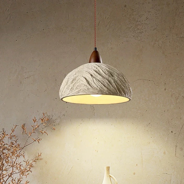 Japanese Semicircle Cement Wood Chandelier