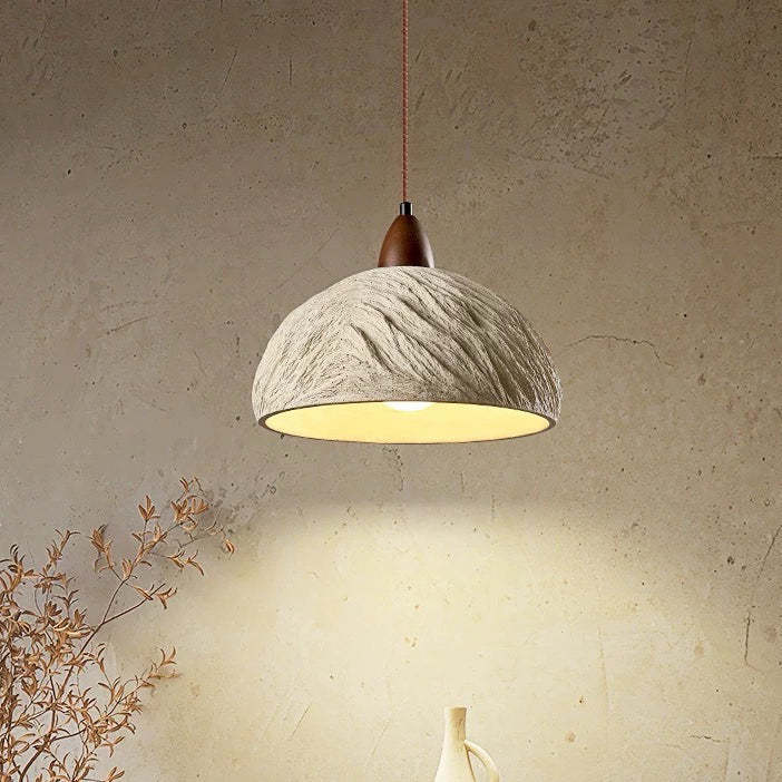 Japanese Semicircle Cement Wood Chandelier
