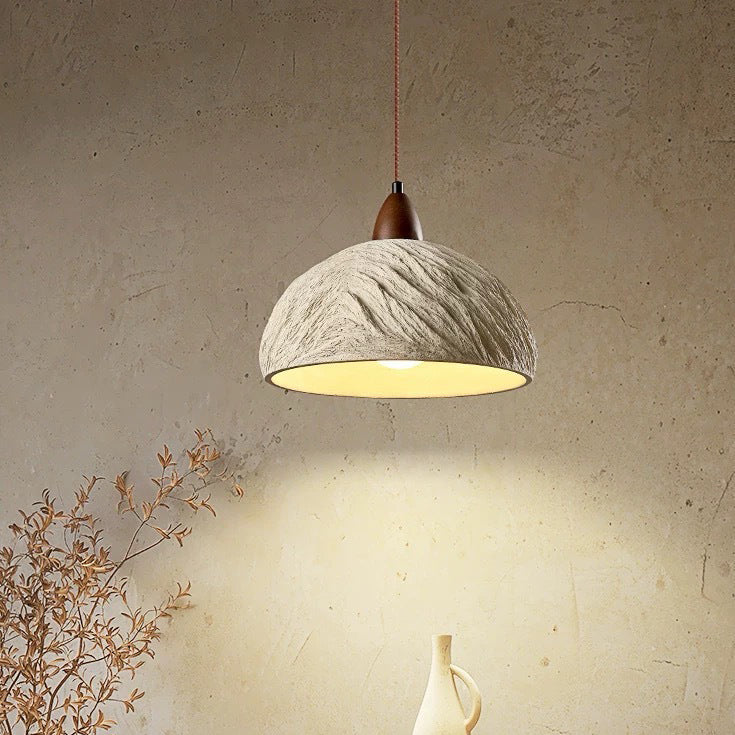 Japanese Semicircle Cement Wood Chandelier
