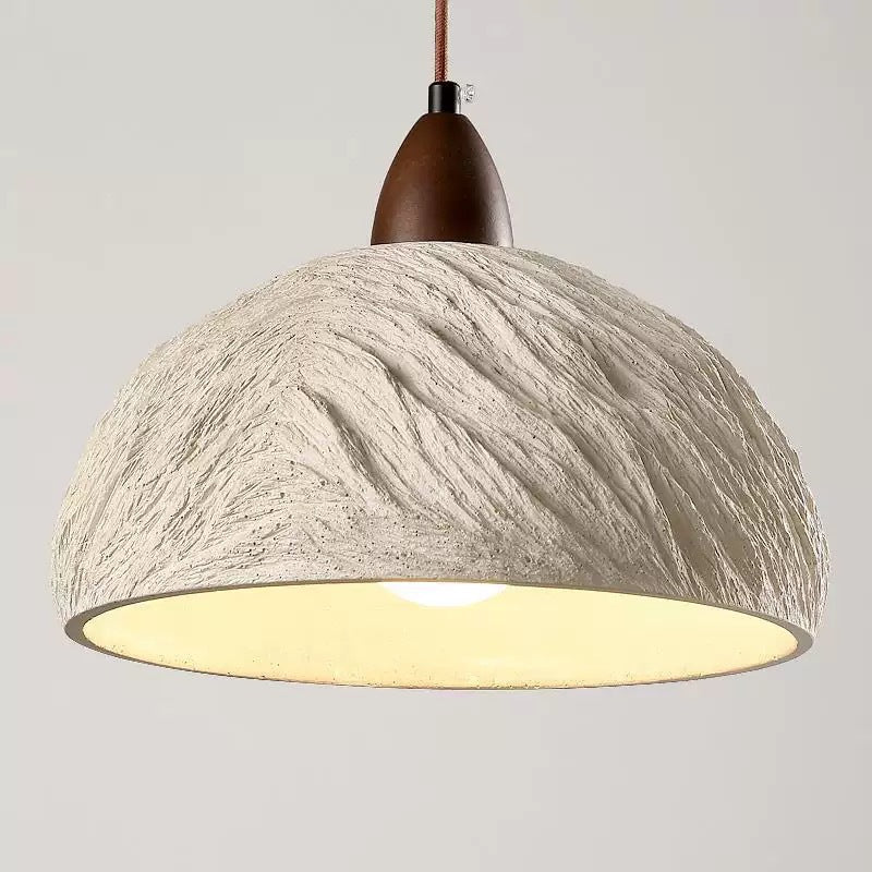 Japanese Semicircle Cement Wood Chandelier