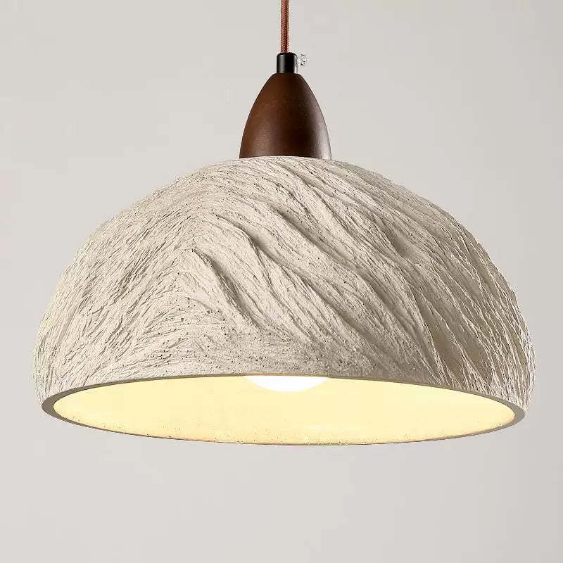 Japanese Semicircle Cement Wood Chandelier