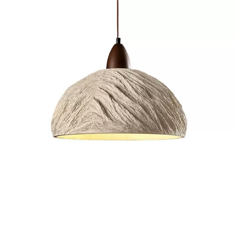 Japanese Semicircle Cement Wood Chandelier