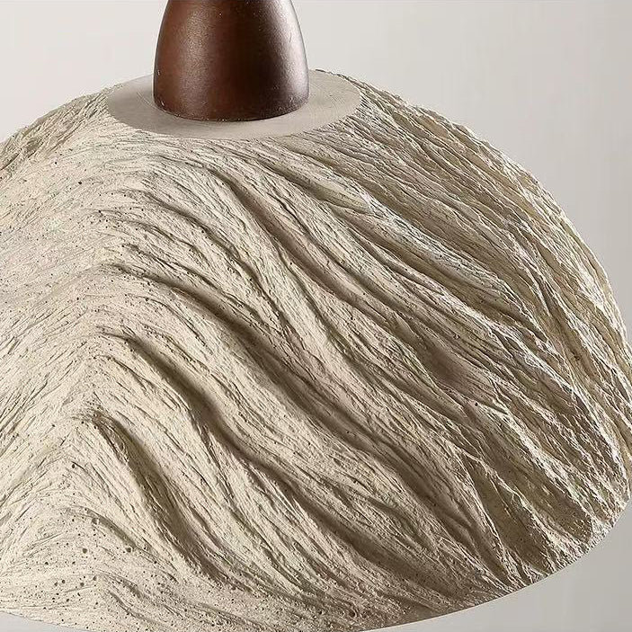 Japanese Semicircle Cement Wood Chandelier