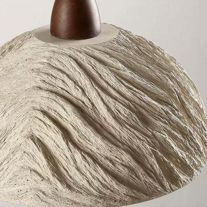 Japanese Semicircle Cement Wood Chandelier