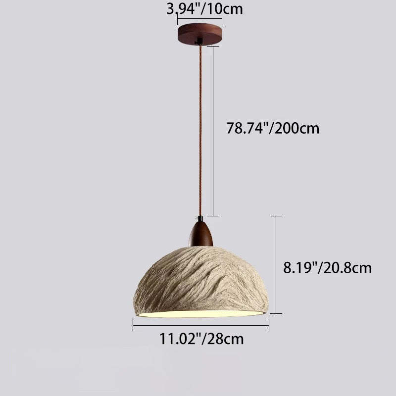 Japanese Semicircle Cement Wood Chandelier