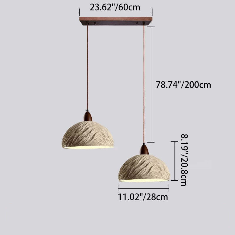 Japanese Semicircle Cement Wood Chandelier