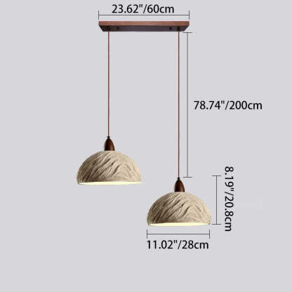 Japanese Semicircle Cement Wood Chandelier