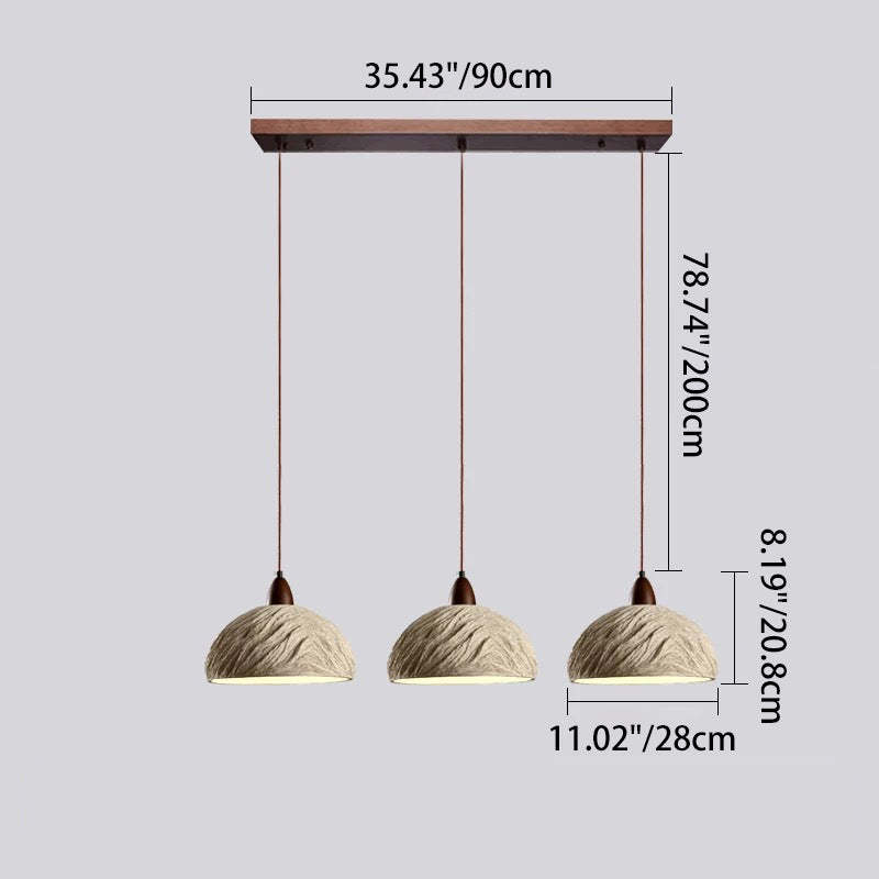Japanese Semicircle Cement Wood Chandelier