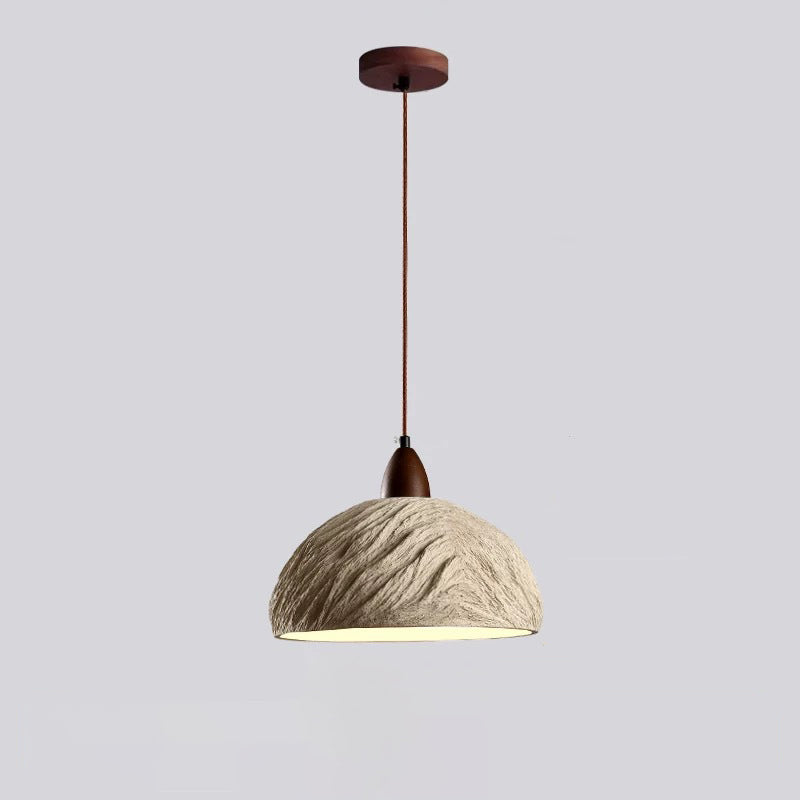 Japanese Semicircle Cement Wood Chandelier