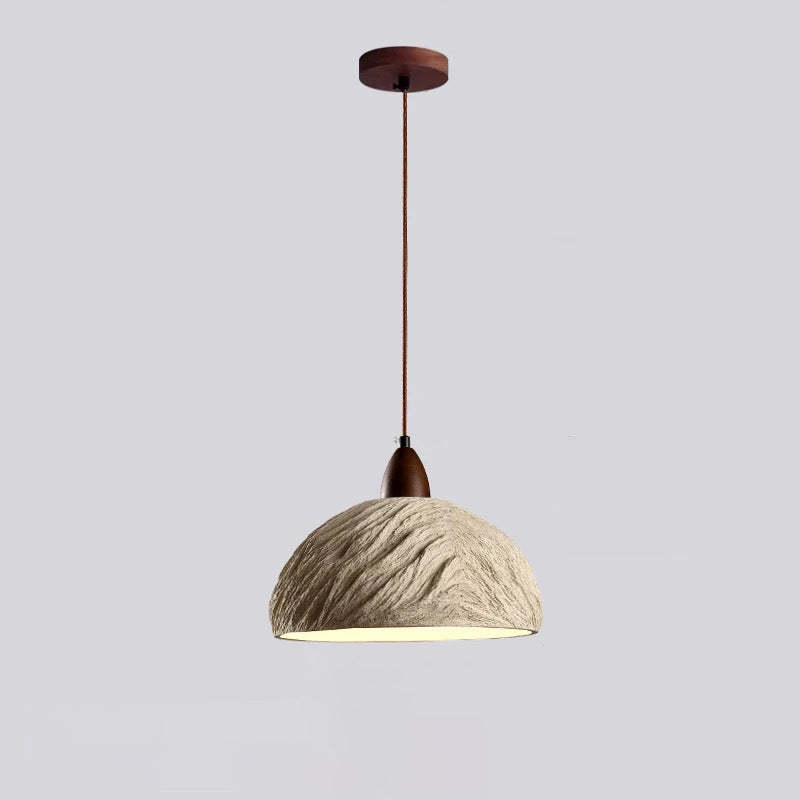 Japanese Semicircle Cement Wood Chandelier