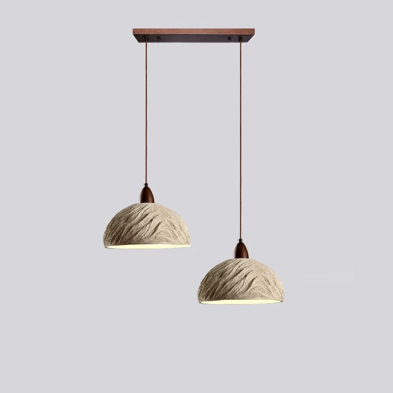 Japanese Semicircle Cement Wood Chandelier