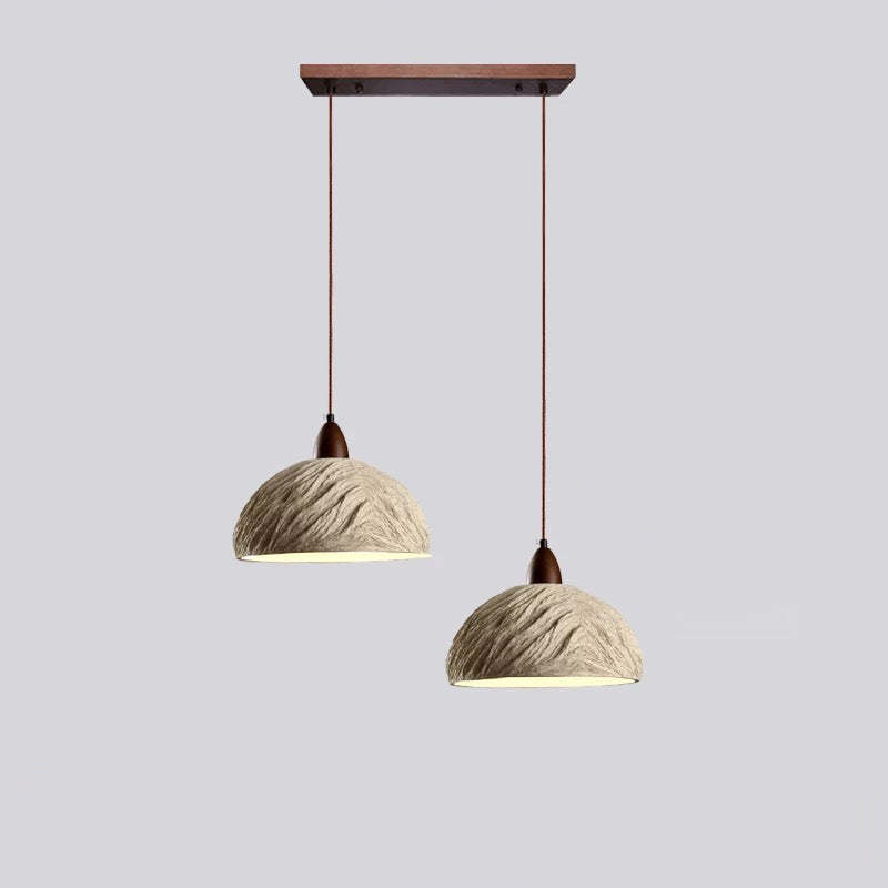 Japanese Semicircle Cement Wood Chandelier