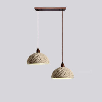 Japanese Semicircle Cement Wood Chandelier