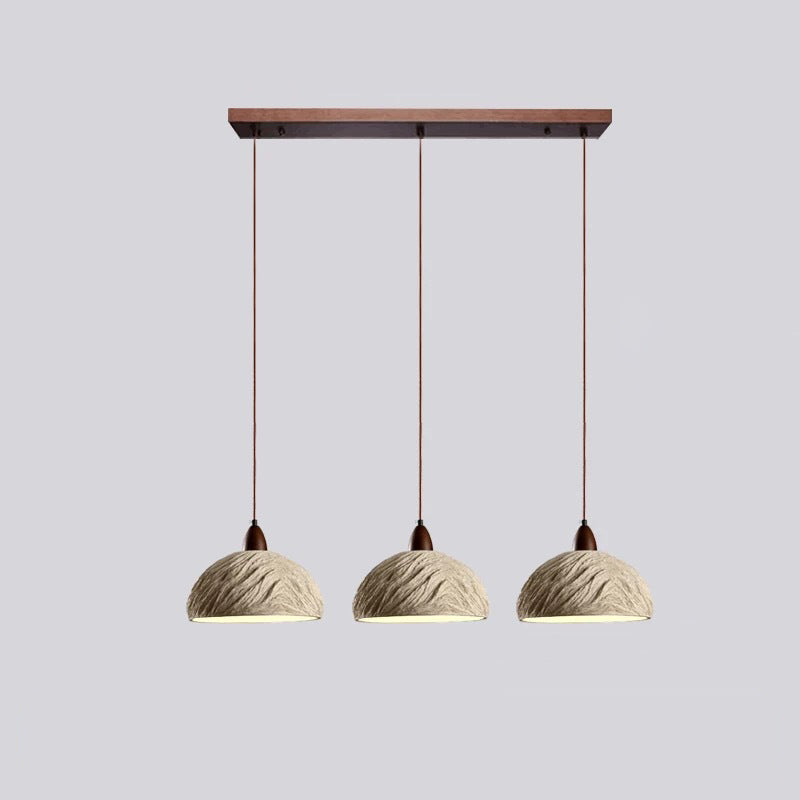 Japanese Semicircle Cement Wood Chandelier