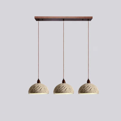 Japanese Semicircle Cement Wood Chandelier