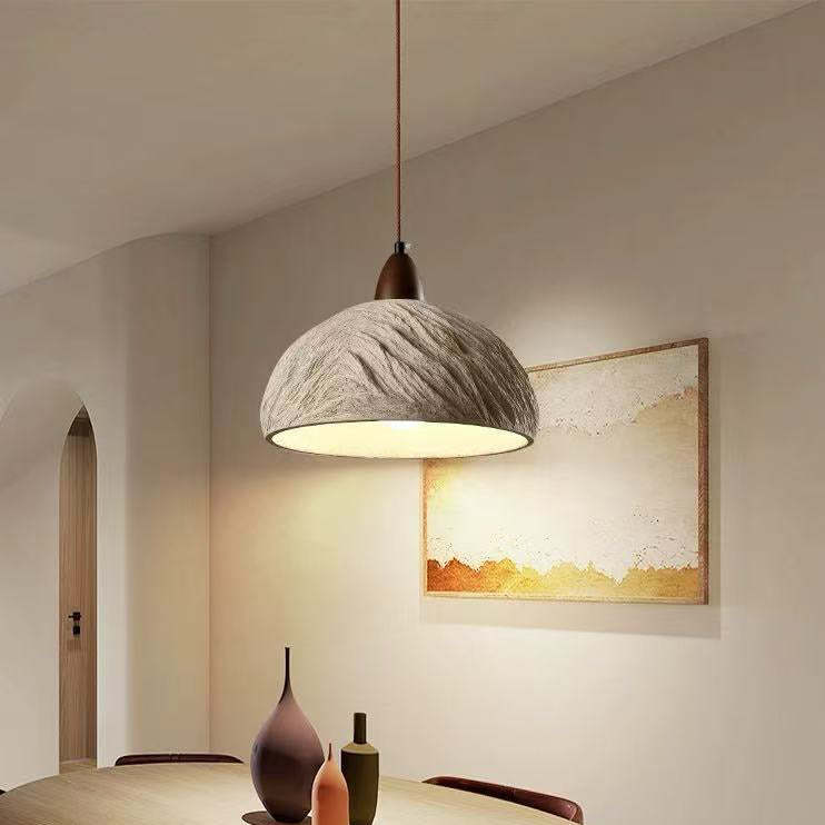 Japanese Semicircle Cement Wood Chandelier