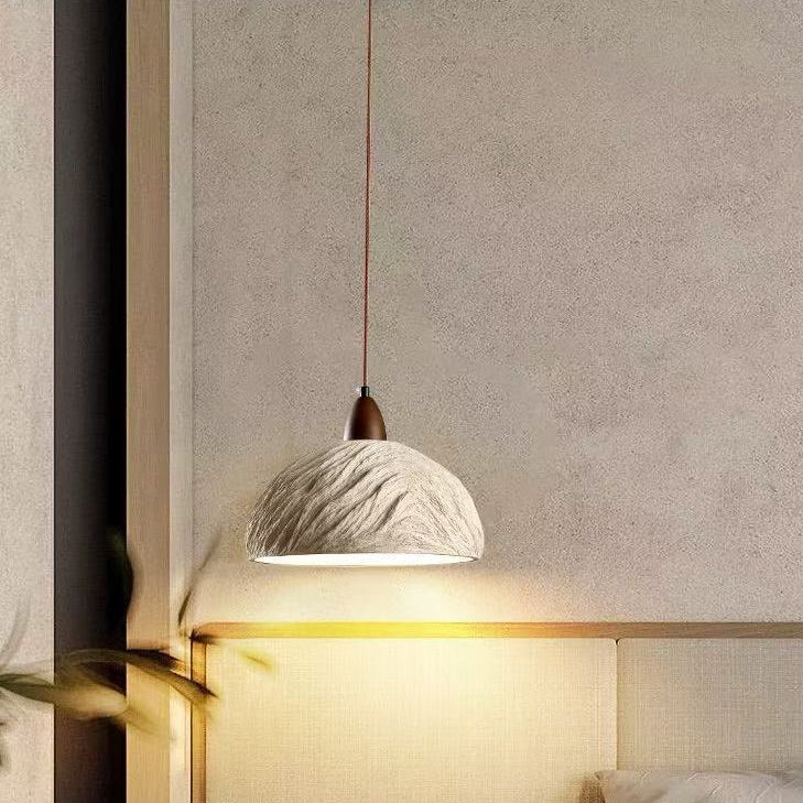 Japanese Semicircle Cement Wood Chandelier