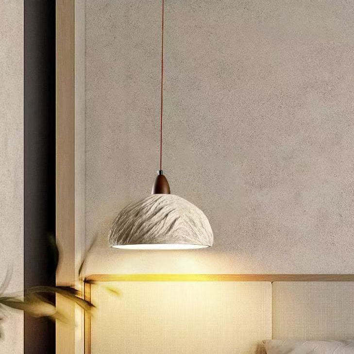 Japanese Semicircle Cement Wood Chandelier