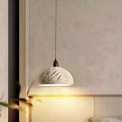 Japanese Semicircle Cement Wood Chandelier