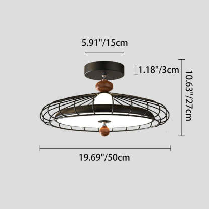French Round Grille Iron Acrylic LED Ceiling Light