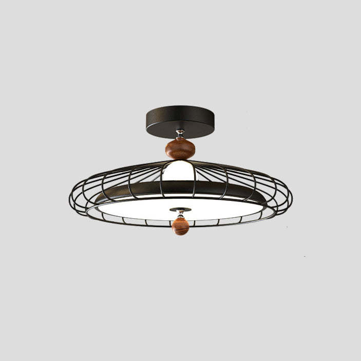 French Round Grille Iron Acrylic LED Ceiling Light