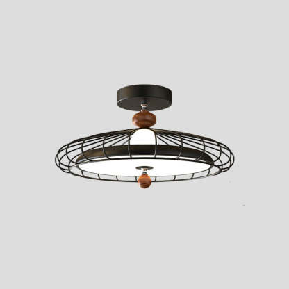 French Round Grille Iron Acrylic LED Ceiling Light